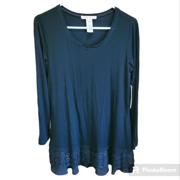 NWT Sharon Young Women's Long Sleeve Black Embroidered Blouse Size S - Picture 1 of 5